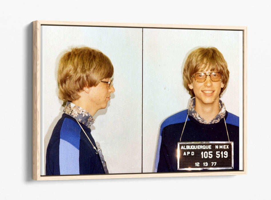 BILL GATES MUGSHOT 2 -FLOAT EFFECT CANVAS WALL ART PIC PRINT- BLUE YELLOW