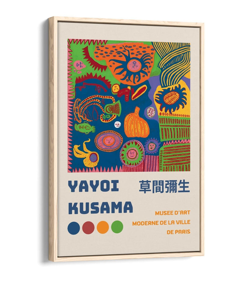 Abstract Canvas Art - Yayoi Kusama Print With Float Effect Frame | Contemporary Wall Decor
