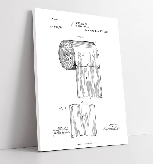 TOILET PAPER PATENT TRENDY MINIMALIST BATHROOM -CANVAS WALL ART PICTURE PRINT