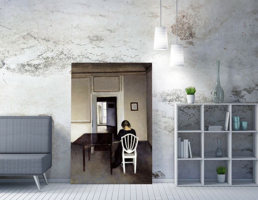 VIHELM HAMMERSHOI, INTERIOR WITH IDA -CANVAS WALL ART PICTURE PRINT ARTWORK