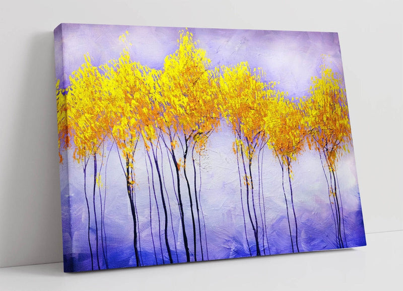 Abstract Canvas Art - Colorful Gold Tree Painting | Landscape Canvas Print Ready To Hang