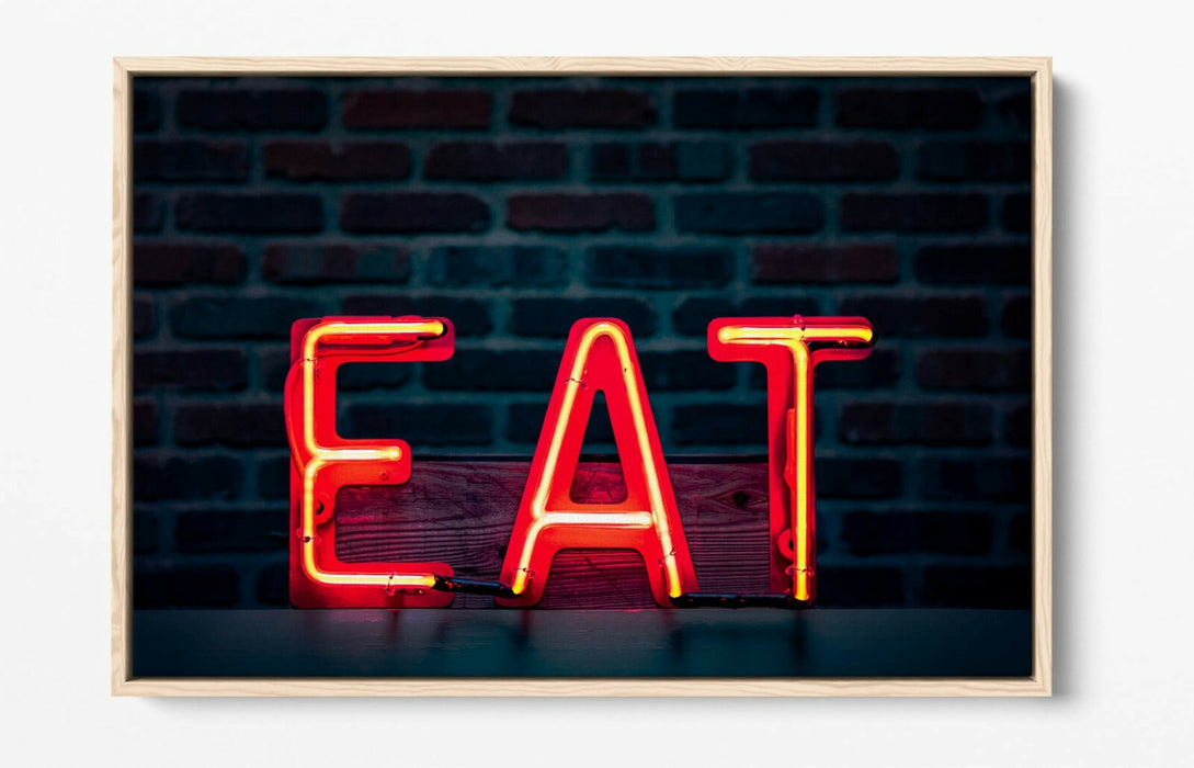 Kitchen Neon Sign - Float Effect Canvas Wall Art | Navy Handmade Kitchen Decor