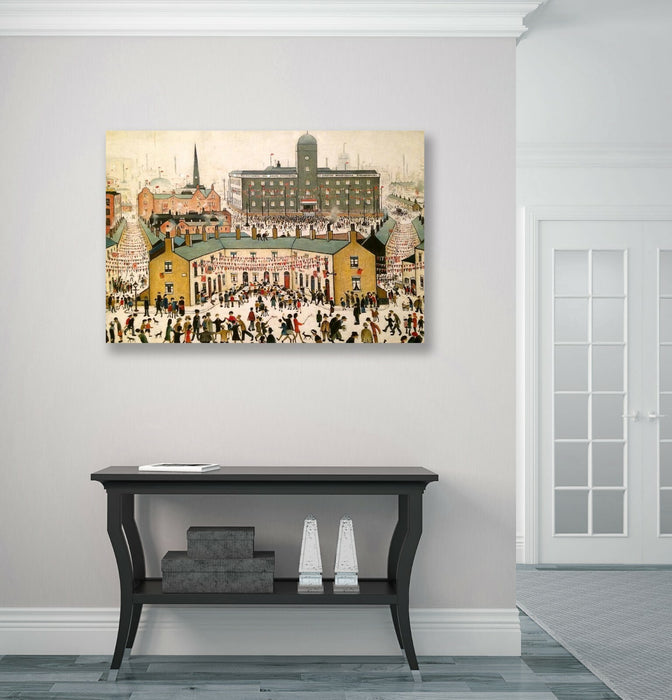 VE DAY VICTORY IN EUROPE CANVAS WALL ART PRINT ARTWORK PAINTING Ls Lowry style