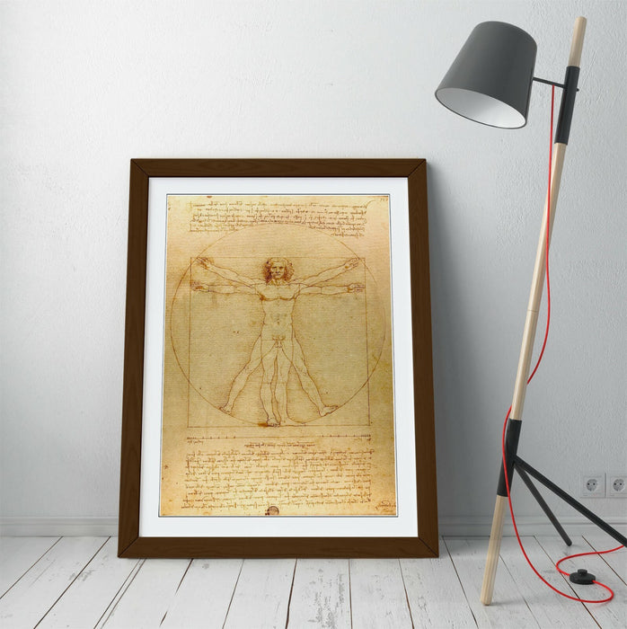 Vitruvian Man Poster – Leonardo Da Vinci Art Framed Vintage Wall Print