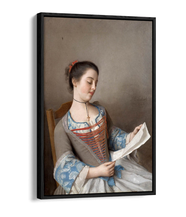 Float Effect Canvas Art – Girl Reading Artwork on Premium MDF Frame Canvas