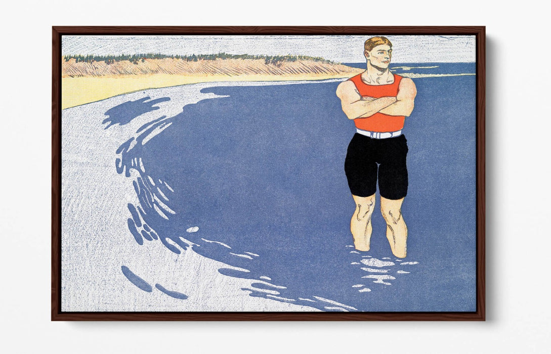 Canvas Wall Art Print - Man Standing in the Sea | Edward Penfield Float Effect