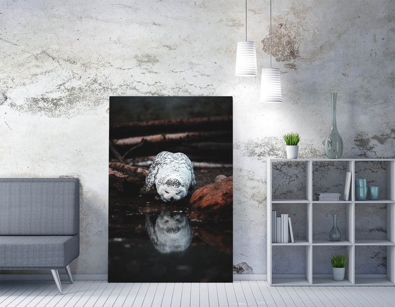 Snowy Owl Canvas Art – Handmade Bedroom Wall Art With Premium Varnish Finish