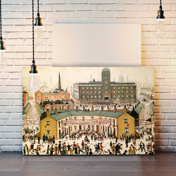 VE DAY VICTORY IN EUROPE CANVAS WALL ART PRINT ARTWORK PAINTING Ls Lowry style