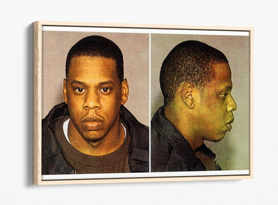 JAY Z MUGSHOT -FLOAT EFFECT CANVAS WALL ART PIC PRINT- GREY BLACK