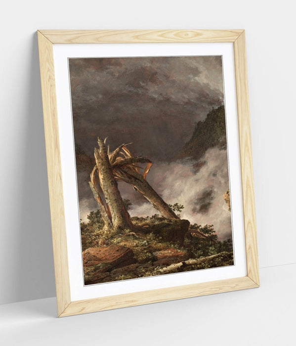 Framed Art Poster With Woodgrain Frame Finish – Mountain Landscape Artwork 4 Sizes