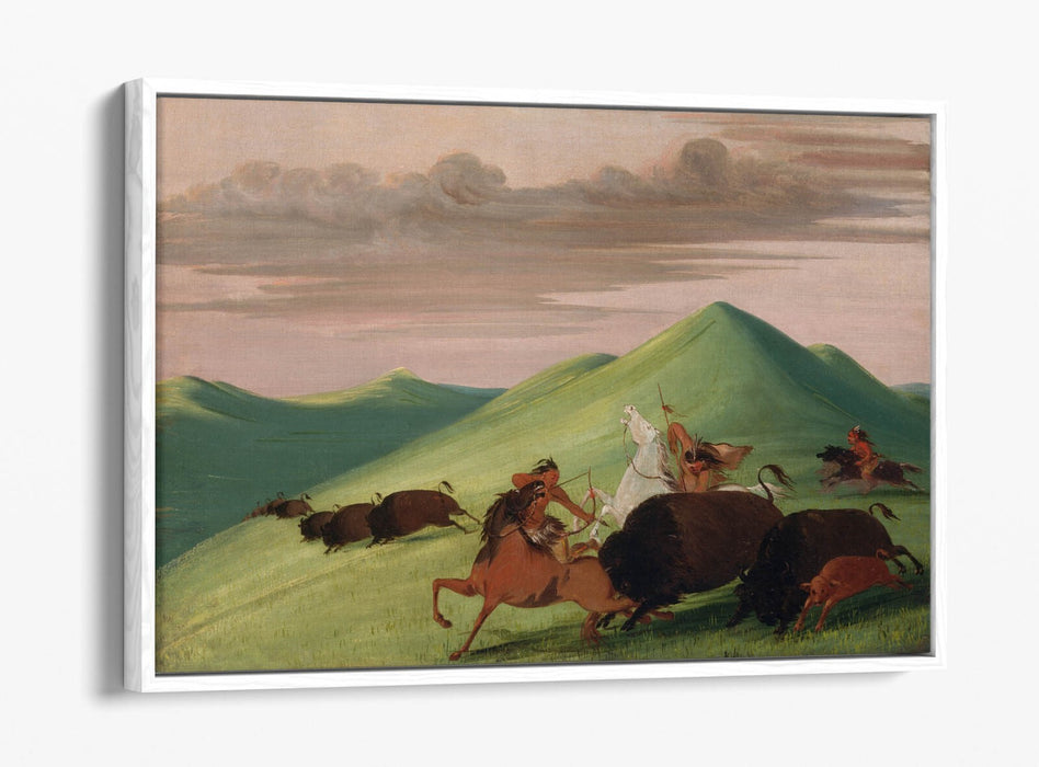 GEORGE CATLIN, BUFFALO CHASE -FLOAT EFFECT CANVAS WALL ART PRINT