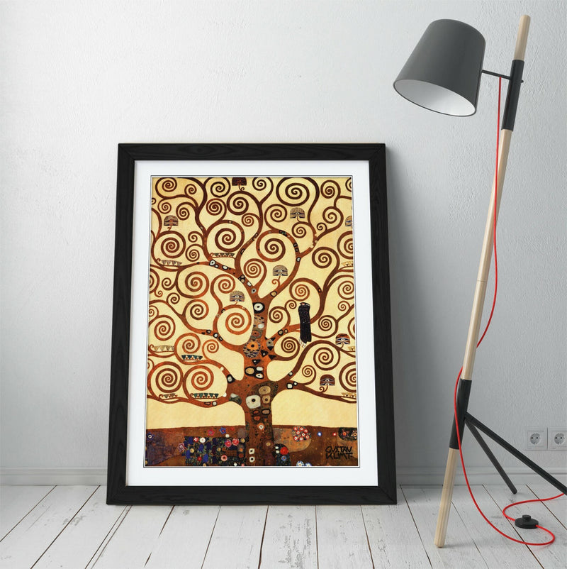 Framed Art Print - Gustav Klimt Tree of Life Poster with Gold Leaf Artwork | Ready to Hang