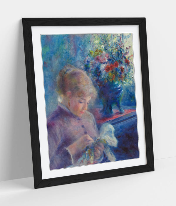 Renoir Framed Wall Art – Young Woman Sewing Classic Art Print UK, Ready To Hang