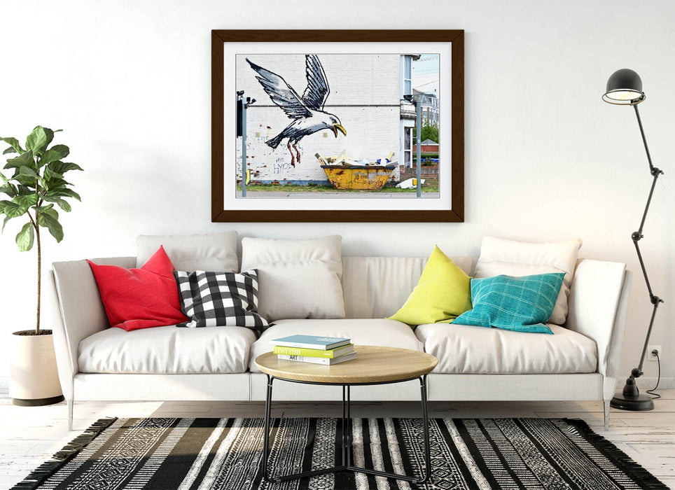 Banksy Graffiti Art Print - Framed Wall Art With Spraycation Seagull Urban Decor