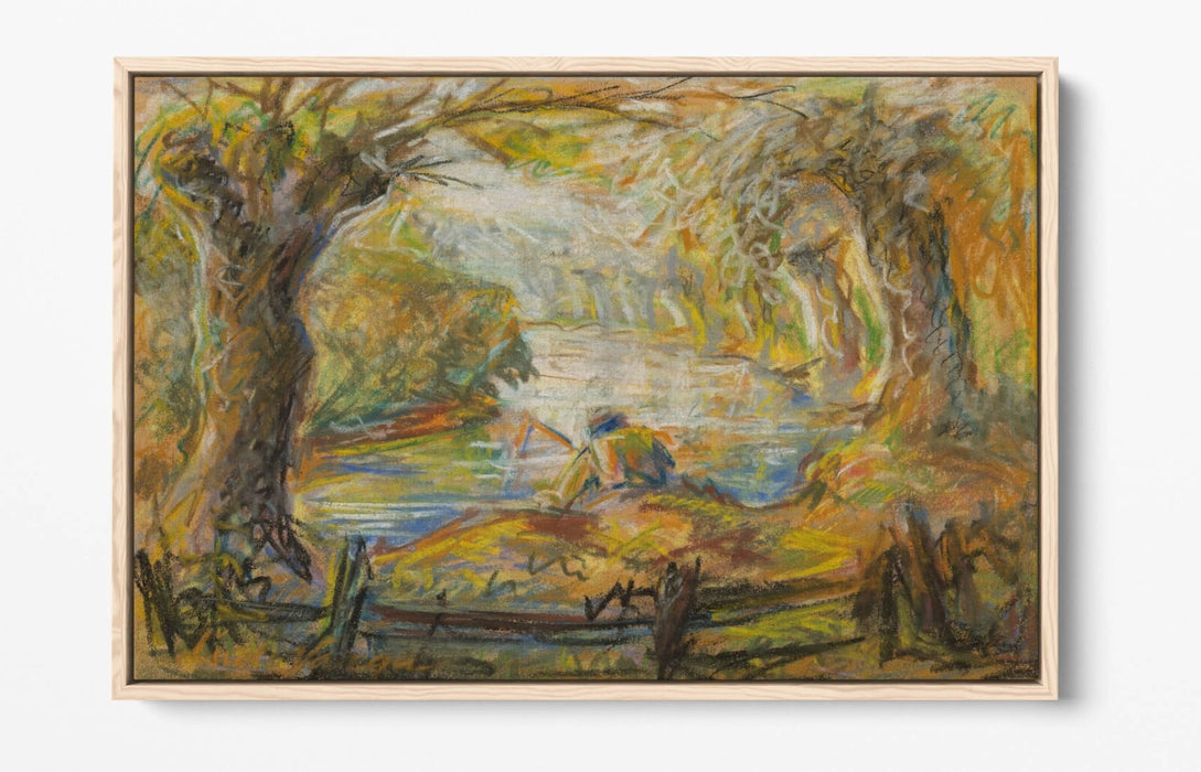 Canvas Wall Art - Ludovit Varga River Landscape Print With Float Effect Frame