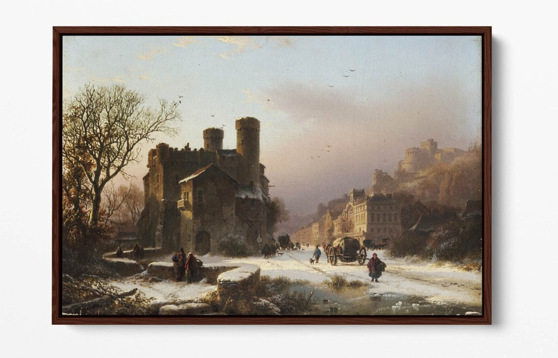 BAREND KOEKKOEK, WINTER LANDSCAPE -FLOAT EFFECT CANVAS WALL ART PIC PRINT