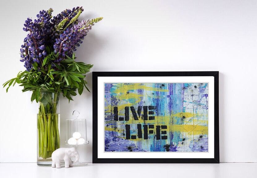 Framed Wall Art Poster - Live Life Quote Graffiti Print | Matte Paper, UK Handmade Frame