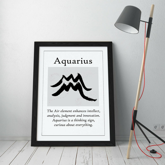 AQUARIUS STAR SIGN ZODIAC ASTOLOGY QUOTE SLOGAN -FRAMED WALL ART PICTURE PRINT