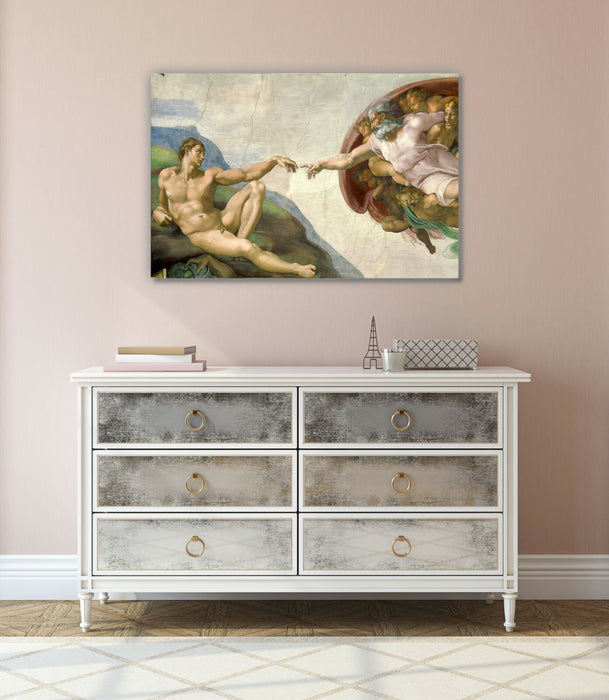 Canvas Wall Art - Michaelangelo Creation of Adam | Classic Framed Print 30mm Deep