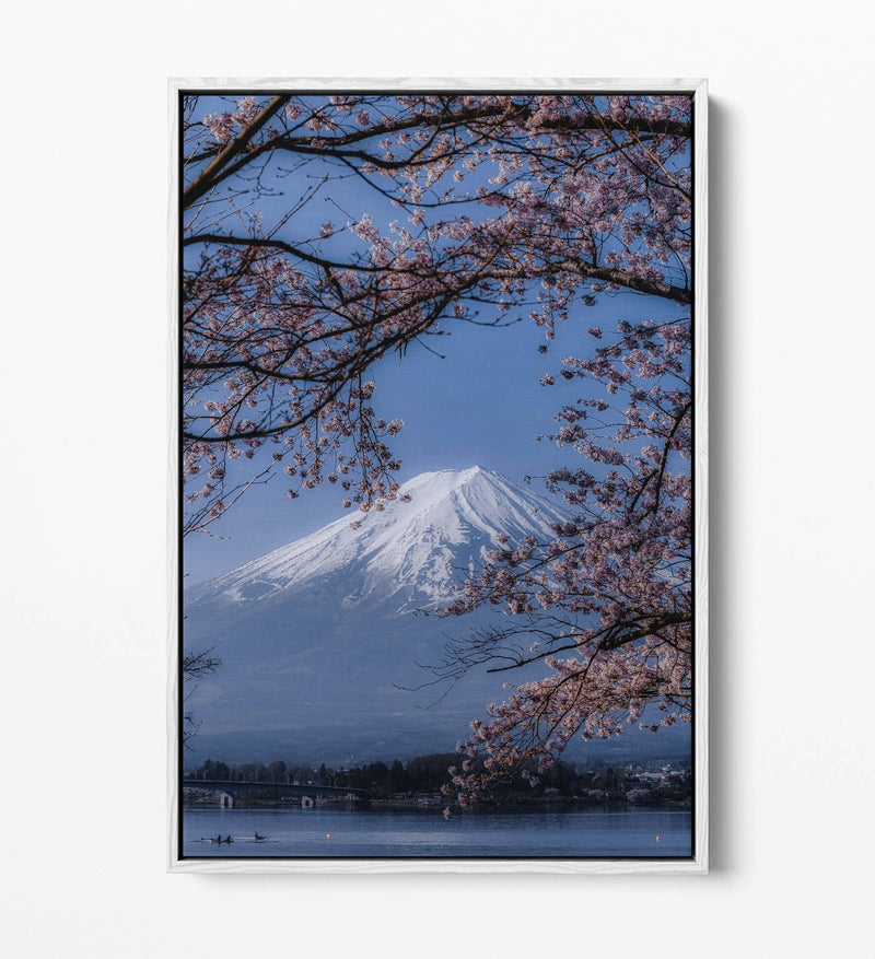 Mount Fuji Canvas Art – Cherry Blossom Wall Art with Float Effect Canvas Print