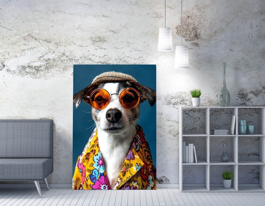 Jack Russell Canvas Art - Funky Dog Poster | Handmade Canvas Print UK Made