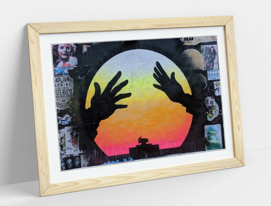 Framed Graffiti Poster - Urban Wall Art With Woodgrain Frame & Matte Finish Print