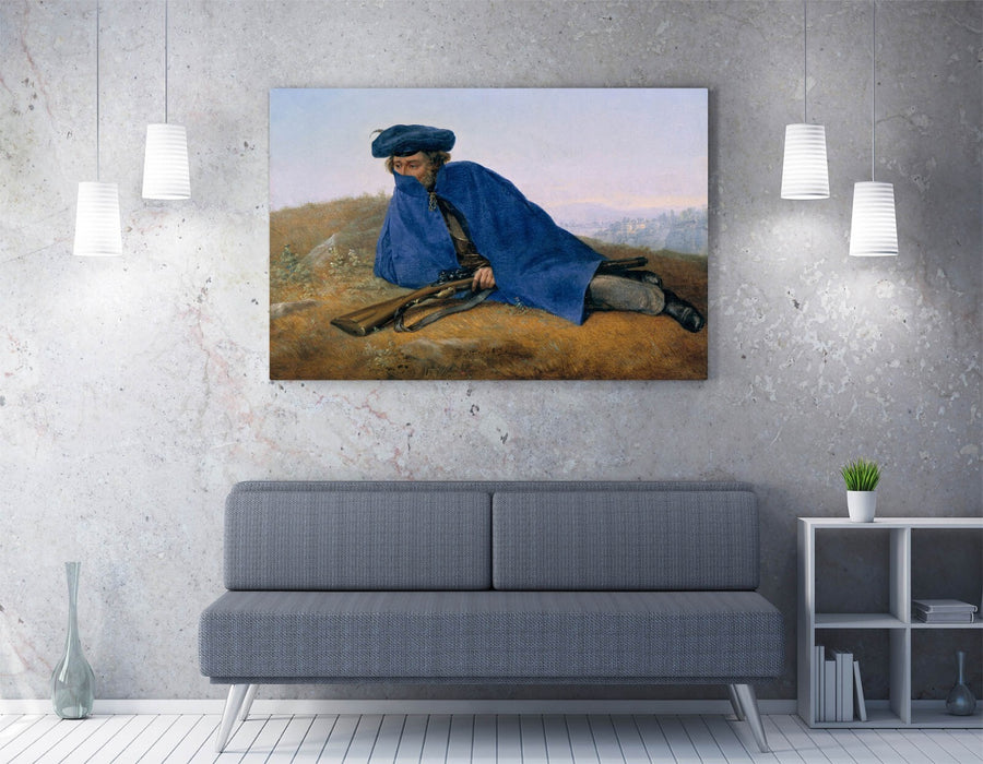 Canvas Wall Art - Georg Friedrich Kersting On Outpost | Handmade Premium Varnish Finish