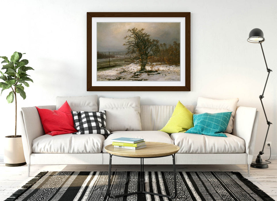 Framed Art Poster – Oak Tree Painting Print by Johan Christian Dahl | Winter Landscape Wall Art