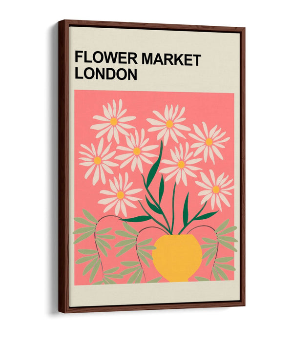 Floral Canvas Art – Flower Market Print | Contemporary Float Effect Canvas Wall Decor