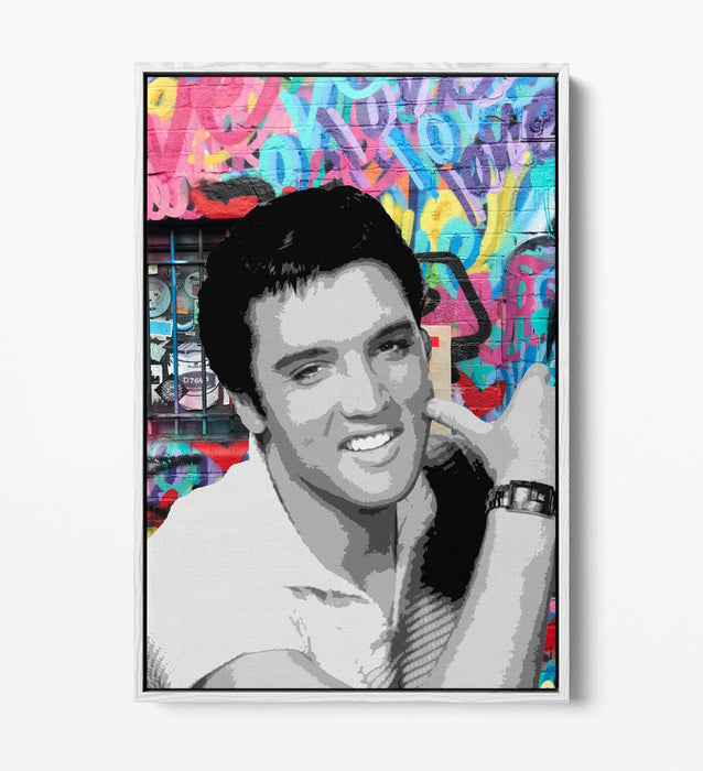 ELVIS PRESLEY GRAFFITI -FLOAT EFFECT CANVAS WALL ART PIC PRINT