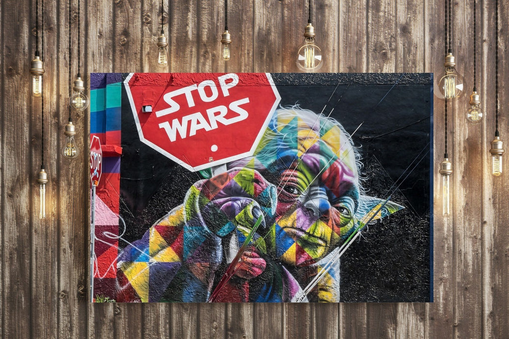 STAR WARS YODA STOP WARS ANTI WAR CANVAS WALL ART PRINT ARTWORK FRAMED POSTER