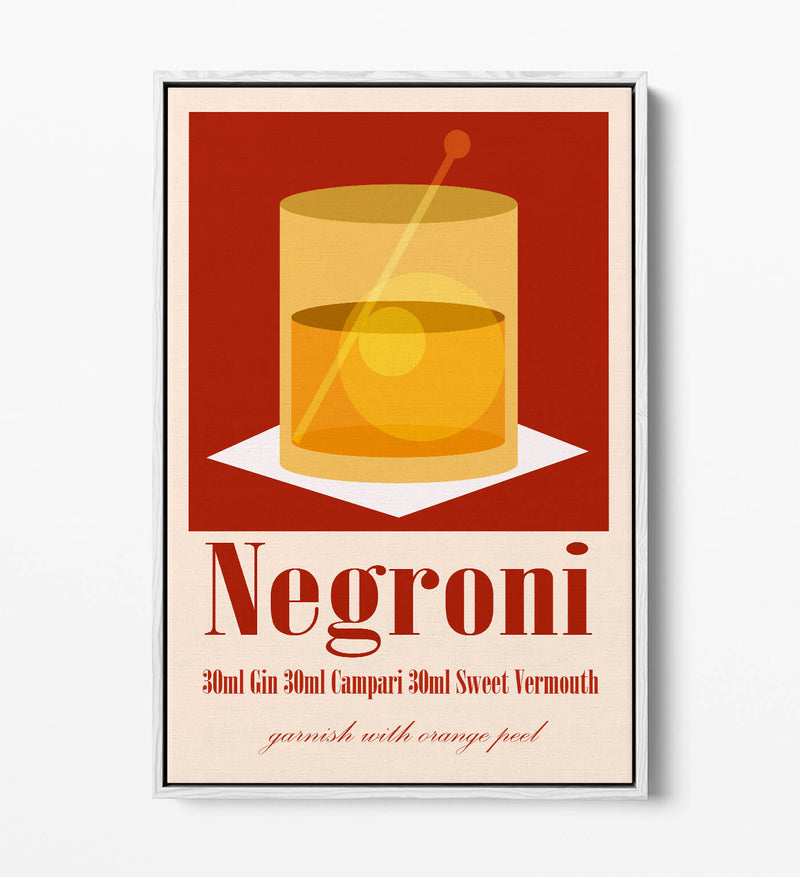 Negroni Cocktail Poster - Modern Canvas Wall Art | Float Effect, Vibrant Color Print