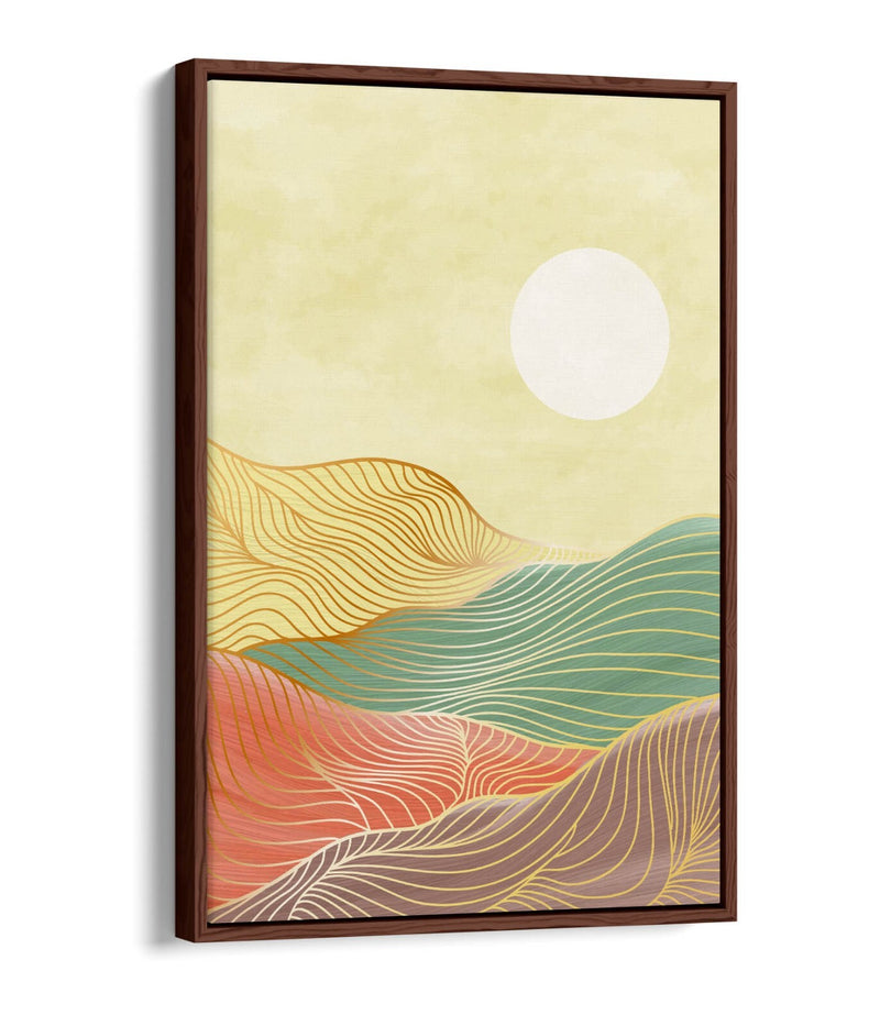 Canvas Wall Art Print – Abstract Multi Colour Mountains Sunrise with Premium Float Frame