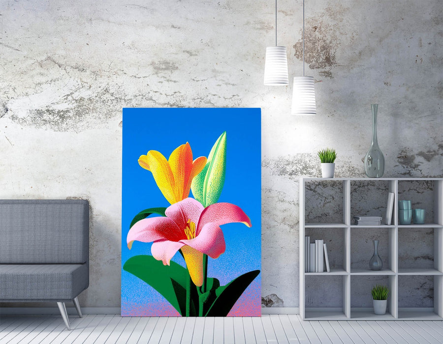 Colourful Lily Canvas – Handmade Floral Wall Art Print | Vibrant Flower Painting