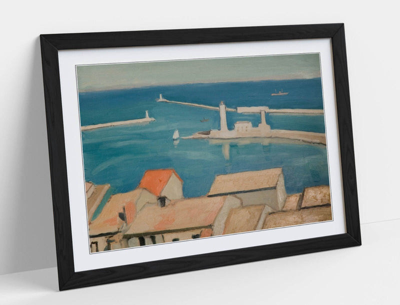 Framed Wall Art Poster - The Port Of Cette, Marseilles, Albert Marquet Print With Woodgrain Picture Frame, Ready To Hang
