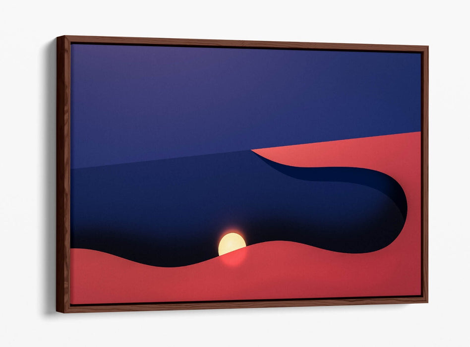 Float Effect Canvas Art – Blue Pink Sunset Abstract Print on Custom Deep Frame