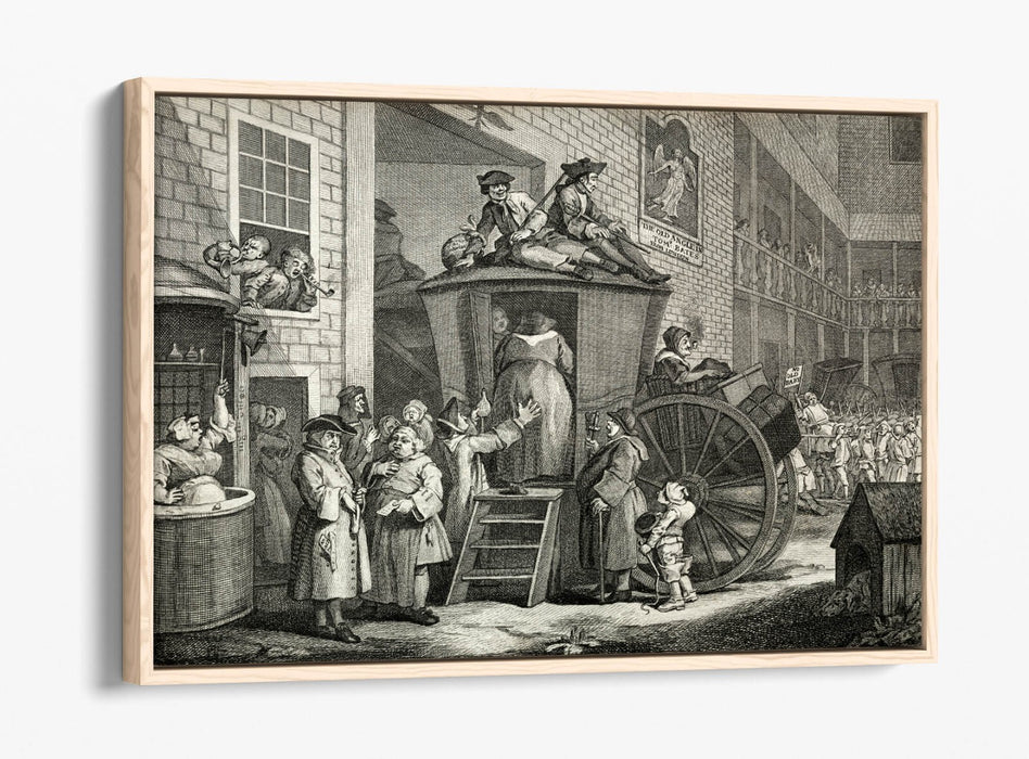 WILLIAM HOGARTH, THE STAGE COACH -FLOAT EFFECT CANVAS WALL ART PRINT