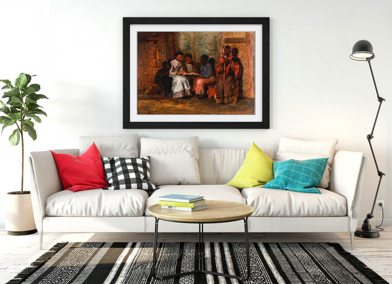 Framed Wall Art – Winslow Homer Sunday Morning Virginia Poster Print with Wood Grain Frame