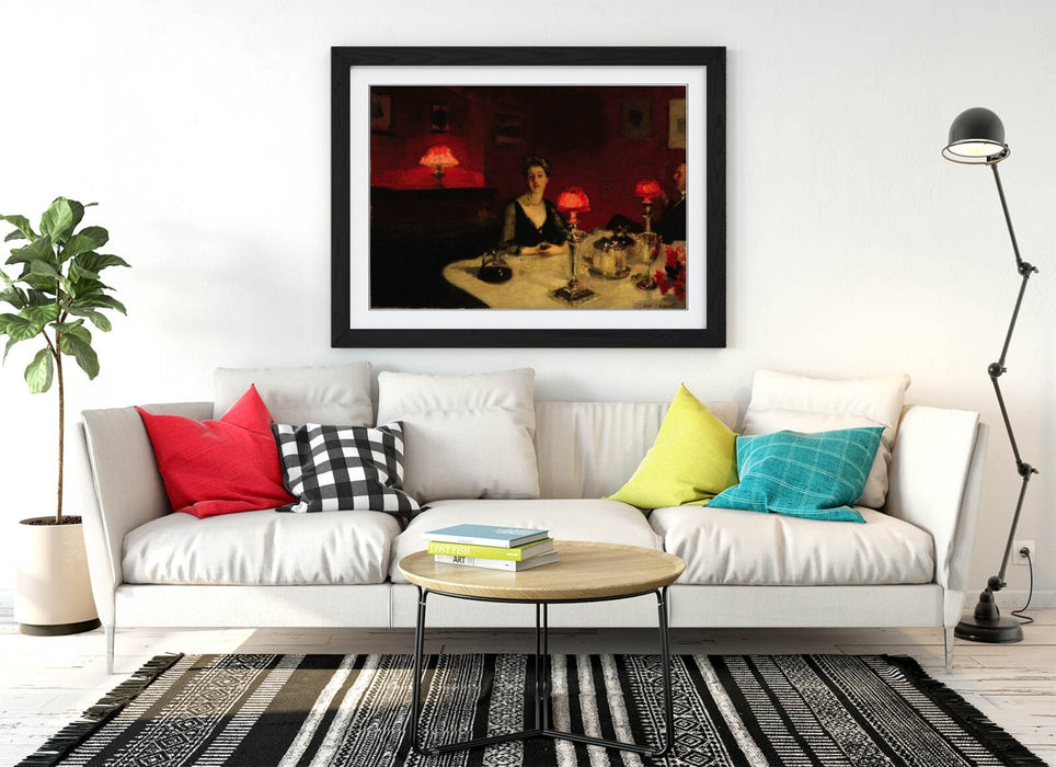 Framed Art Poster - John Singer Sargent Dinner Table Painting | Matte Paper Print