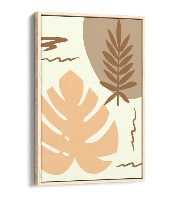 BOTANICAL BAUHAUS TRENDY MINIMALIST LEAVES -FLOAT EFFECT CANVAS WALL ART PRINT
