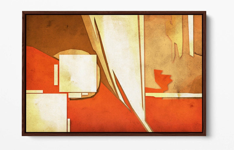 Canvas Wall Art – Orange Brown Abstract Print with Float Effect Frame
