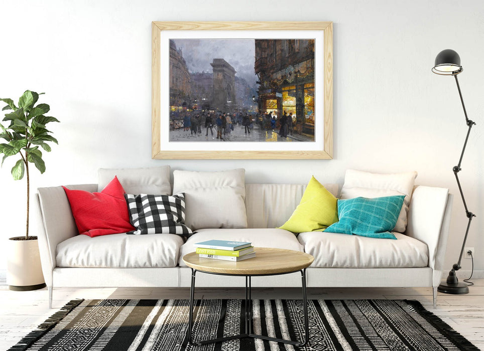 Framed Wall Art Poster - Eugene Galien Laloue Porte Saint Denis Print, UK Made Frame