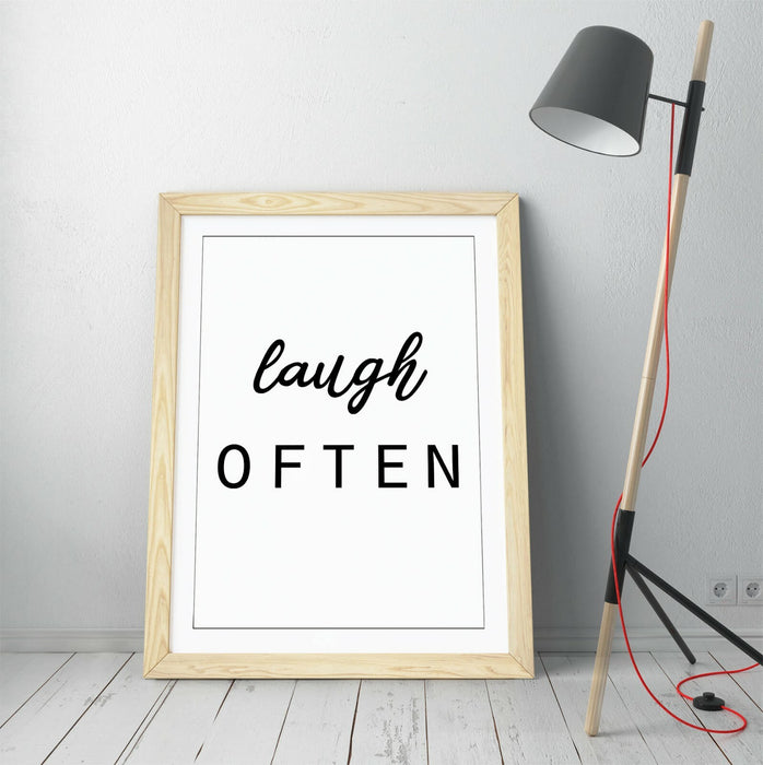 "LAUGH OFTEN" INSPIRATIONAL QUOTE SLOGAN HOME -FRAMED WALL ART PICTURE PRINT