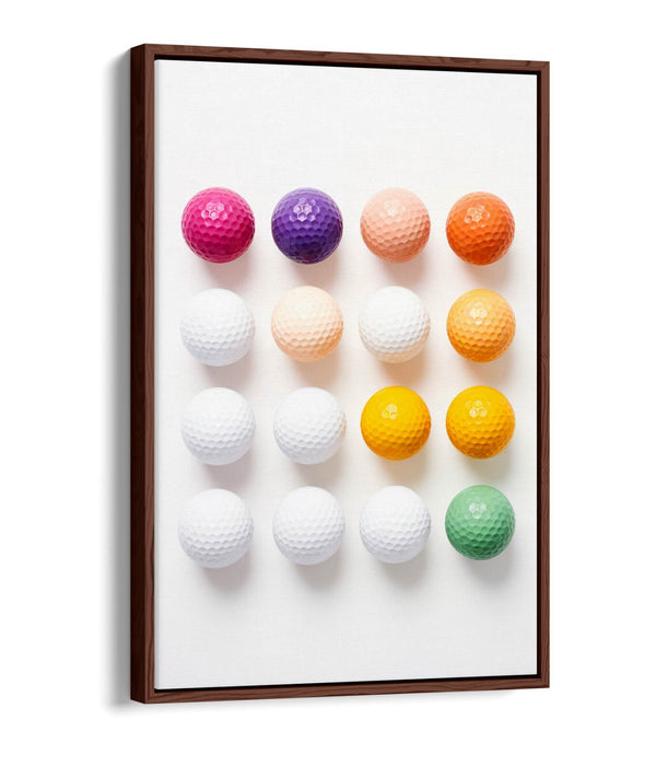 Golf Balls Canvas Art - Multi Colour Sports Wall Decor | Float Effect Canvas Print