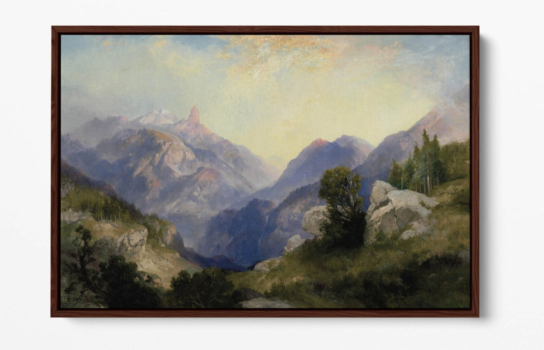 THOMAS MORAN, INDEX PEAK YELLOWSTONE -FLOAT EFFECT CANVAS WALL ART PIC PRINT