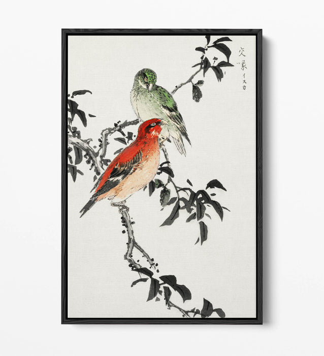Canvas Wall Art - NUMATA KASHU Crossbill Float Effect Premium Print 30mm Frame