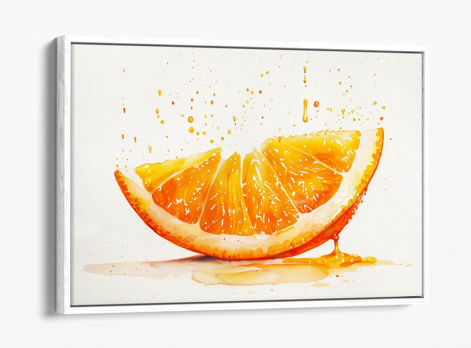 Canvas Wall Art – Juicy Orange Slice Float Effect Contemporary Print With Deep Frame