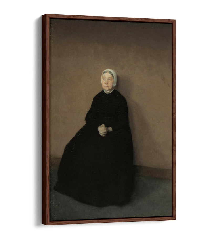 Canvas Wall Art Print - Vilhelm Hammershoi Old Woman | Float Effect, Premium Frame