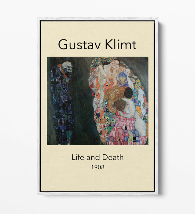 GUSTAV KLIMT, LIFE AND DEATH -FLOAT EFFECT CANVAS WALL ART PRINT