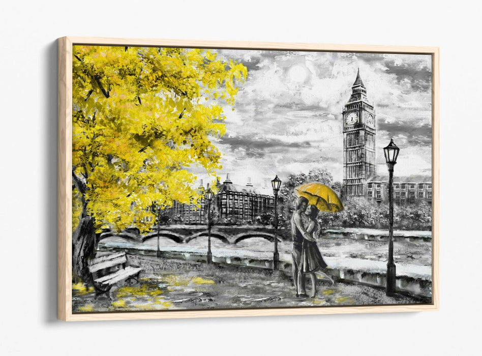 Big Ben Canvas Art - London Yellow Print | Float Effect Canvas, Ready to Hang